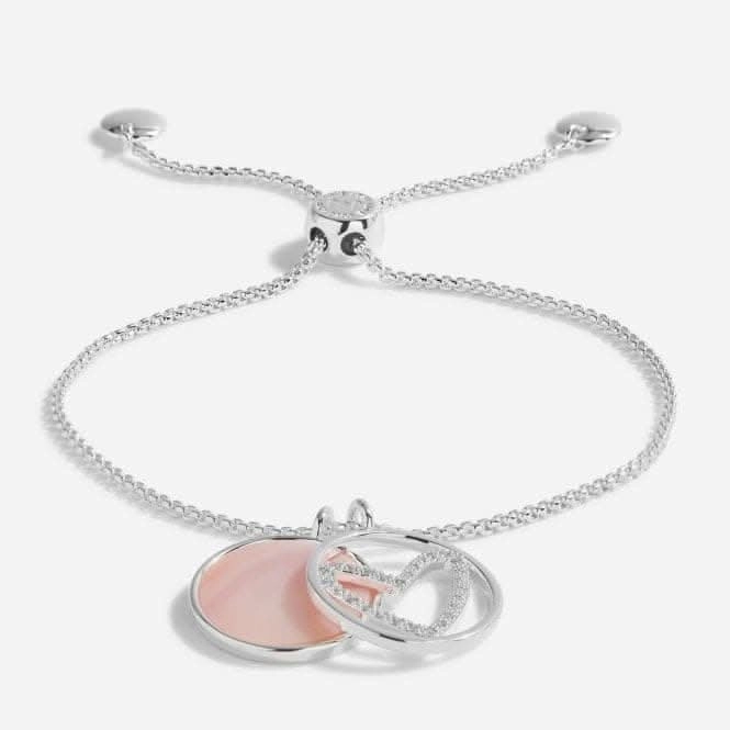 Perla Pink Mother Of Pearl Heart Silver 24.5cm Adjustable Bracelet 5407