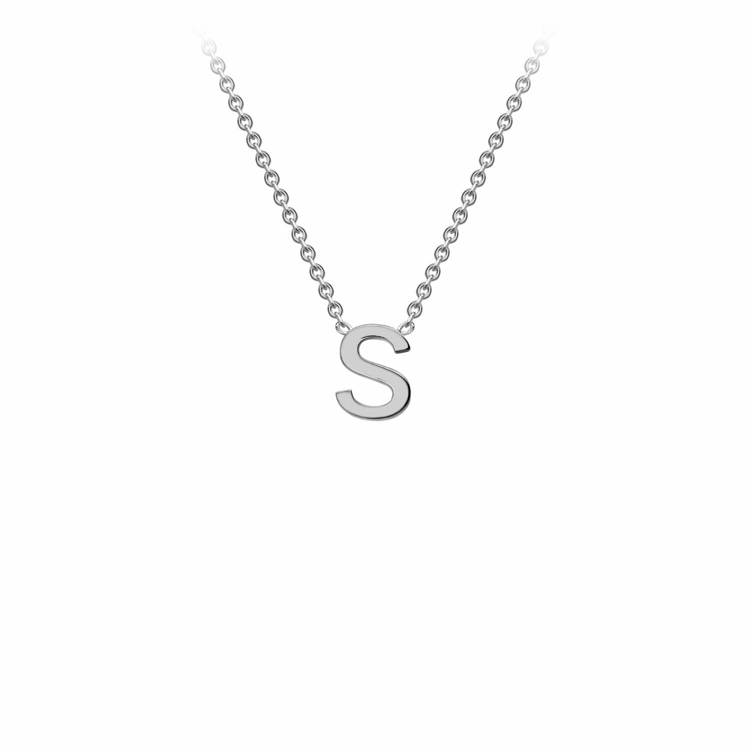 Petite Initial Letter 9ct White Gold Necklaces