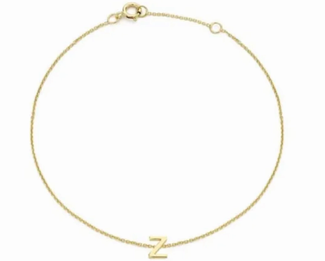 Petite Initial Letter 9ct Yellow Gold Bracelets