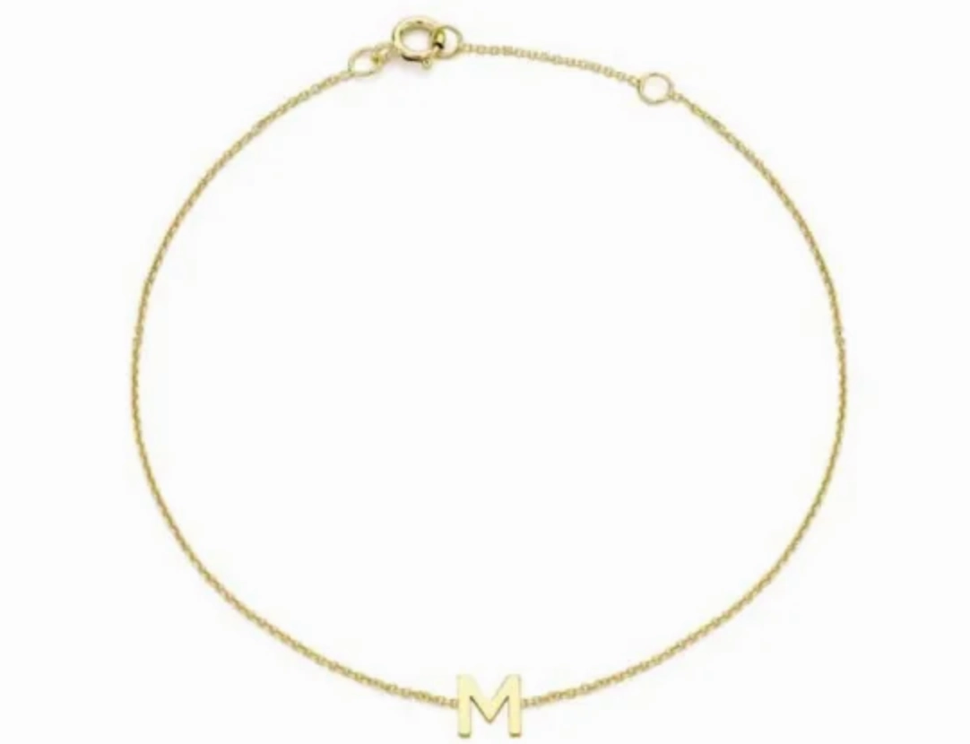 Petite Initial Letter 9ct Yellow Gold Bracelets
