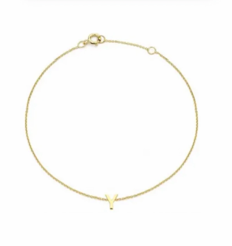 Petite Initial Letter 9ct Yellow Gold Bracelets
