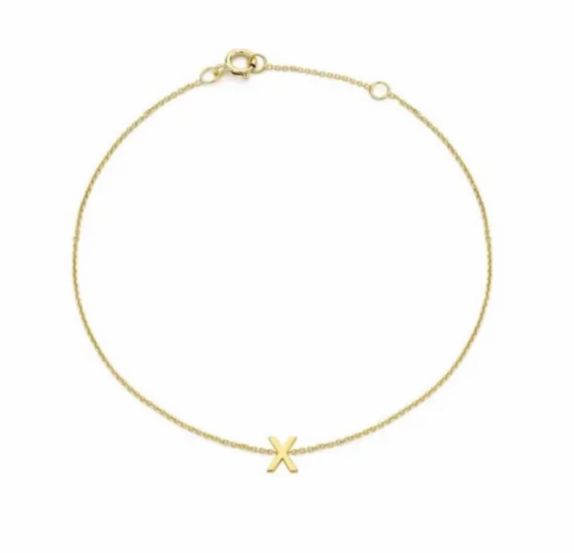 Petite Initial Letter 9ct Yellow Gold Bracelets