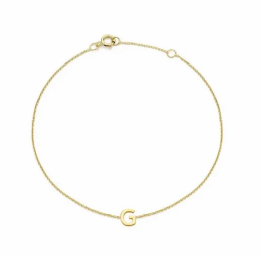 Petite Initial Letter 9ct Yellow Gold Bracelets