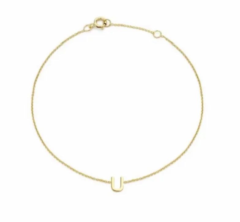 Petite Initial Letter 9ct Yellow Gold Bracelets