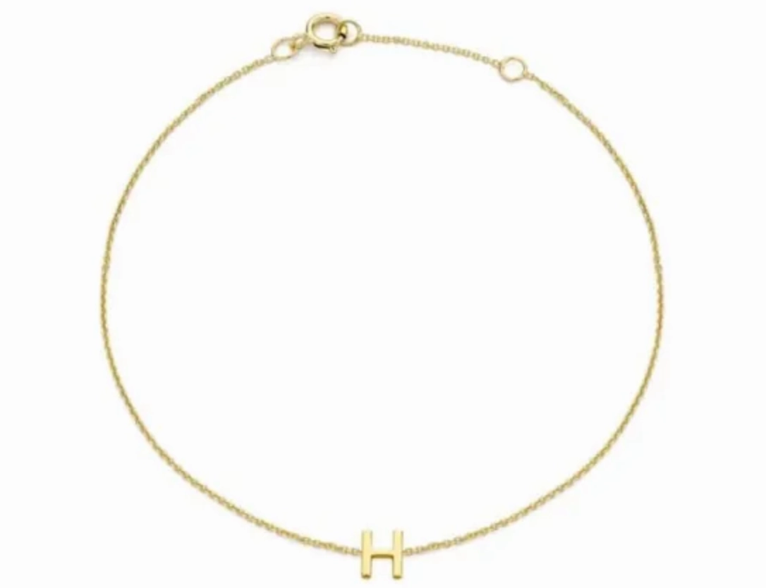Petite Initial Letter 9ct Yellow Gold Bracelets