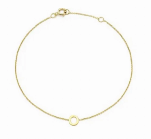 Petite Initial Letter 9ct Yellow Gold Bracelets