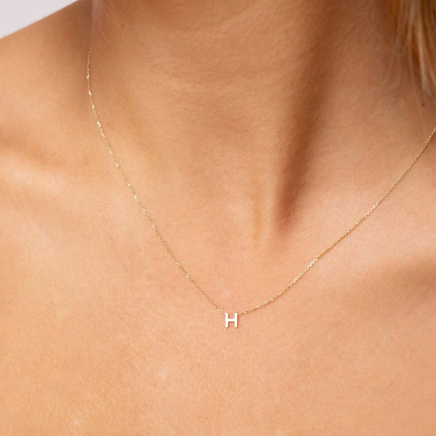 Petite Initial Letter 9ct Yellow Gold Necklaces