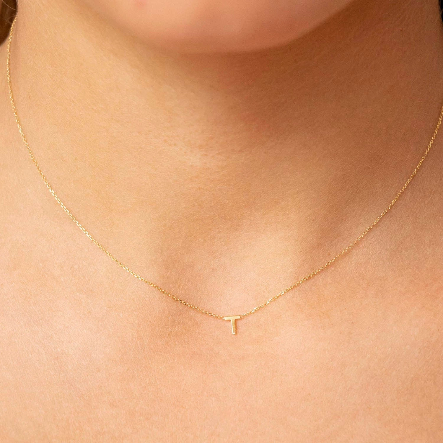 Petite Initial Letter 9ct Yellow Gold Necklaces