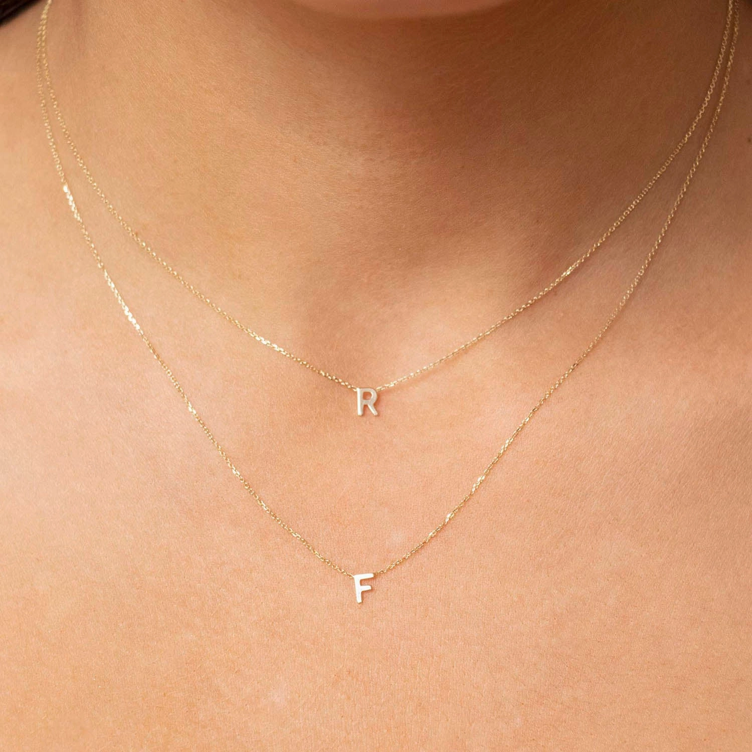 Petite Initial Letter 9ct Yellow Gold Necklaces