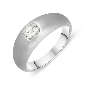 Picchiotti 18ct White Gold Emerald Cut Diamond Brushed Ring D