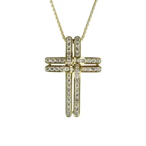 Picchiotti 18ct Yellow Gold Diamond Cross Necklace D