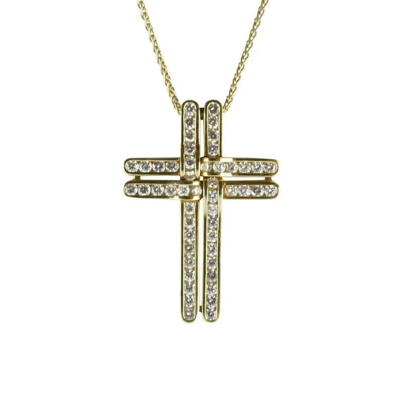 Picchiotti 18ct Yellow Gold Diamond Cross Necklace D