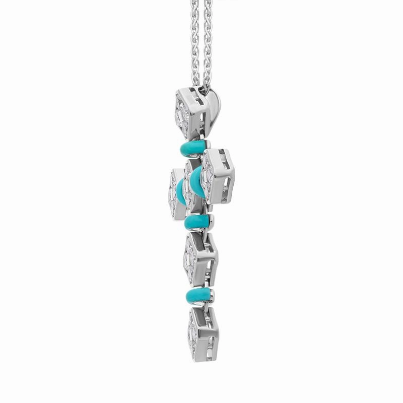Picchiotti 18ct White Gold Diamond Turquoise Cross Necklace D