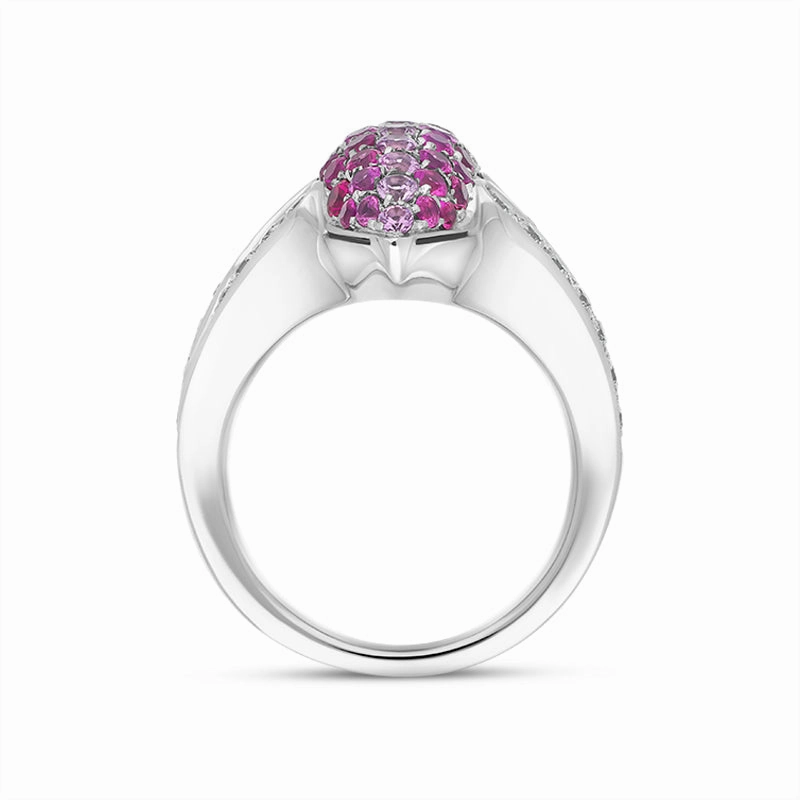 Picchiotti 18ct White Gold Pink Sapphire Diamond Marquise Ring D