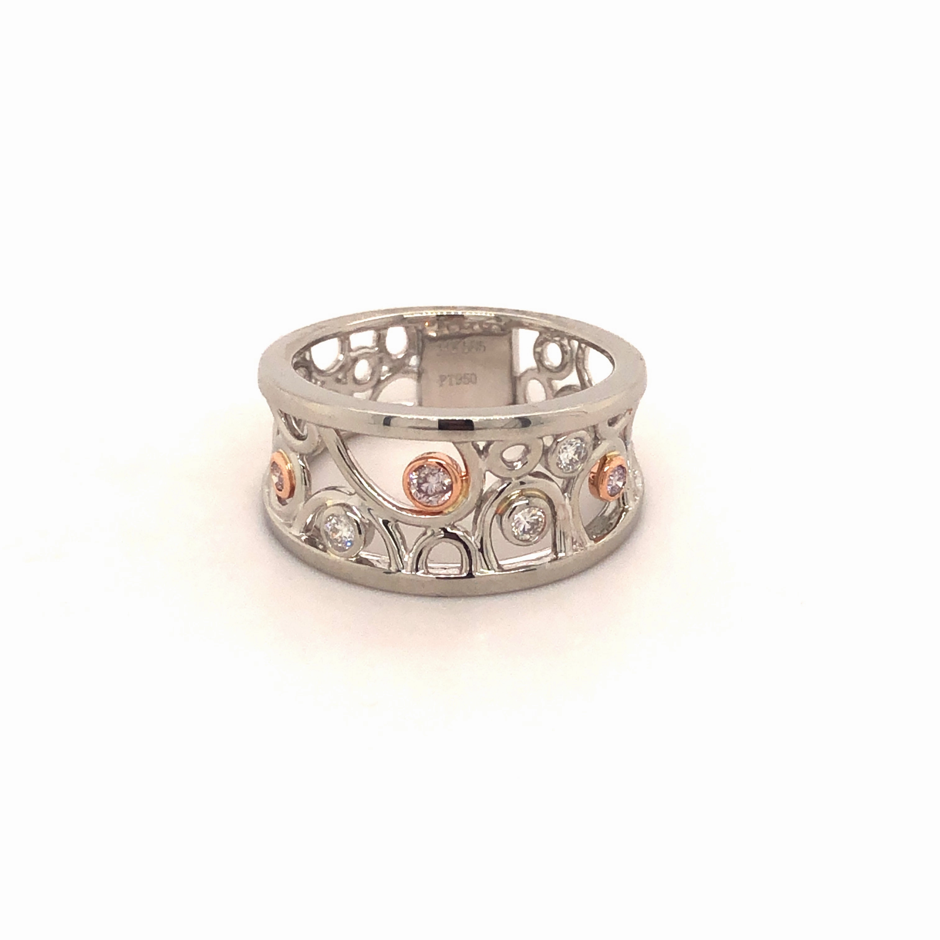 Pink Bubbles Platinum Ring