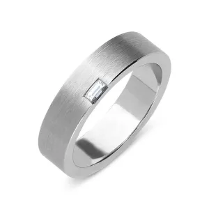 Platinum 0.06ct Diamond Baguette Cut Satin Wedding Ring