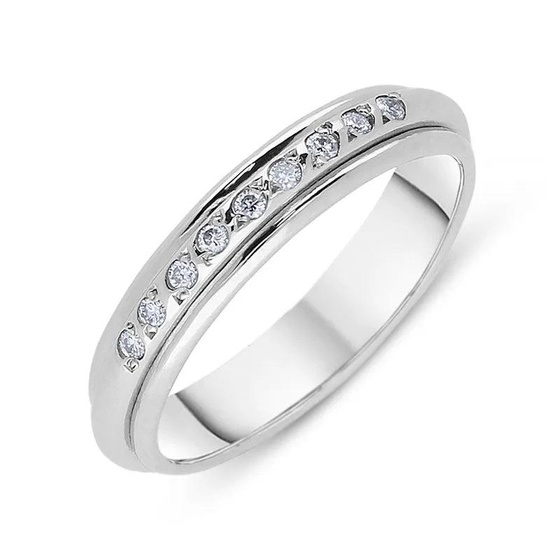 Platinum 0.12ct Diamond Beaded Wedding Ring