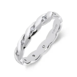 Platinum 0.13ct Diamond Set Twisted Band Ring