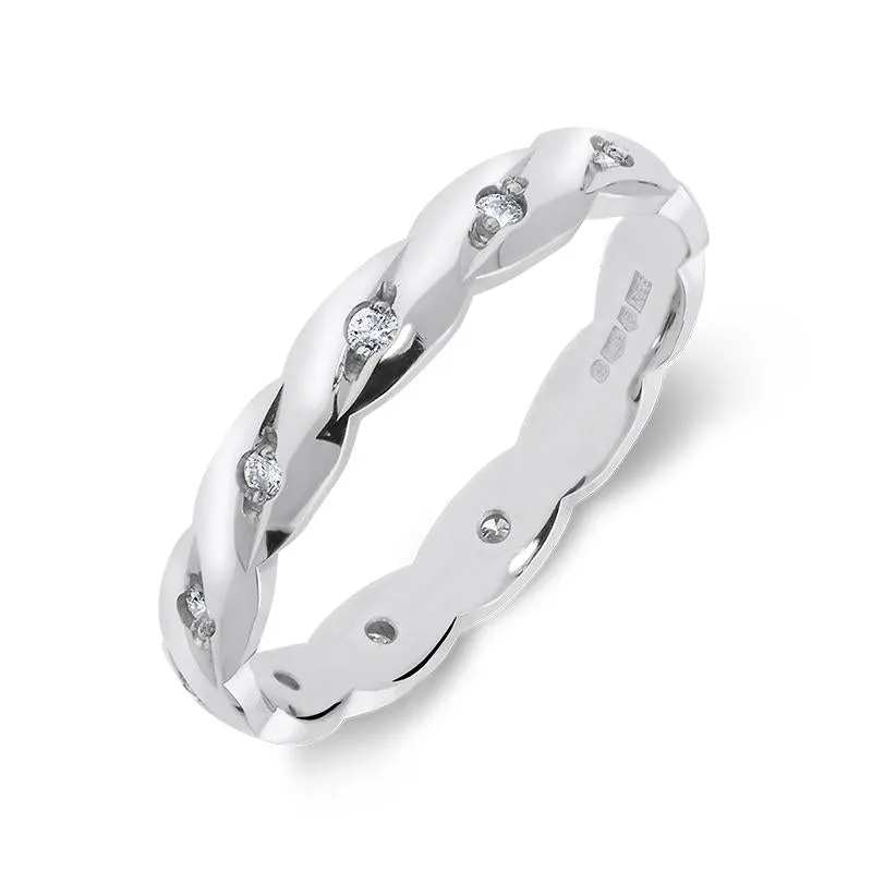 Platinum 0.13ct Diamond Set Twisted Band Ring