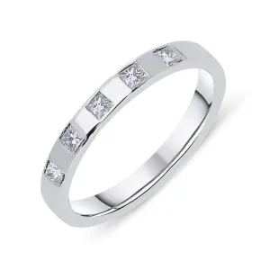 Platinum 0.30ct Diamond Five Stone Princess Cut Half Eternity Ring