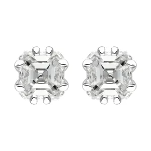 Platinum 0.54ct Diamond Ascher Cut Stud Earrings D