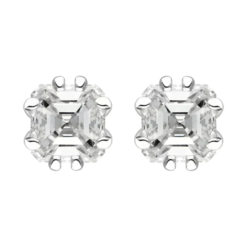 Platinum 0.54ct Diamond Ascher Cut Stud Earrings D