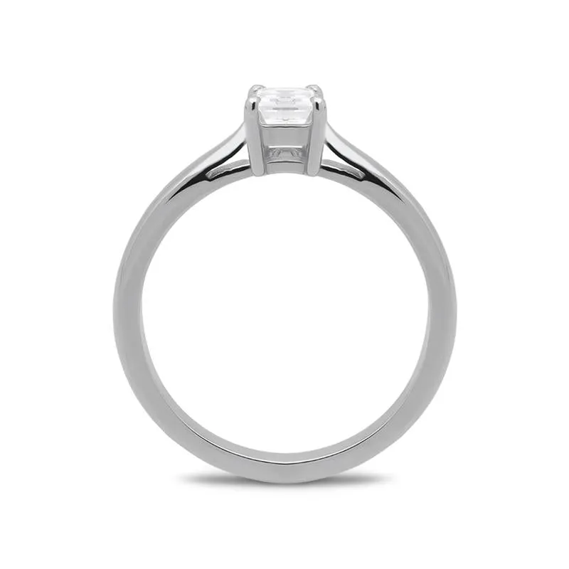 Platinum 0.56ct Diamond Emerald Cut Solitaire Ring
