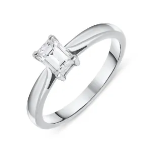 Platinum 0.56ct Diamond Emerald Cut Solitaire Ring