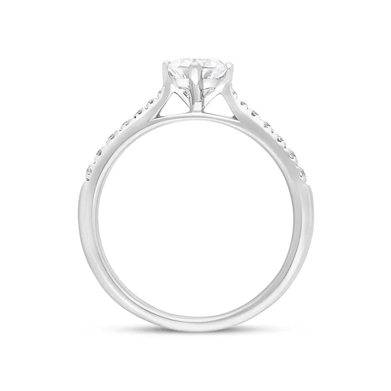 Platinum 0.66ct Diamond GIA Certified Shoulder Set Solitaire Ring
