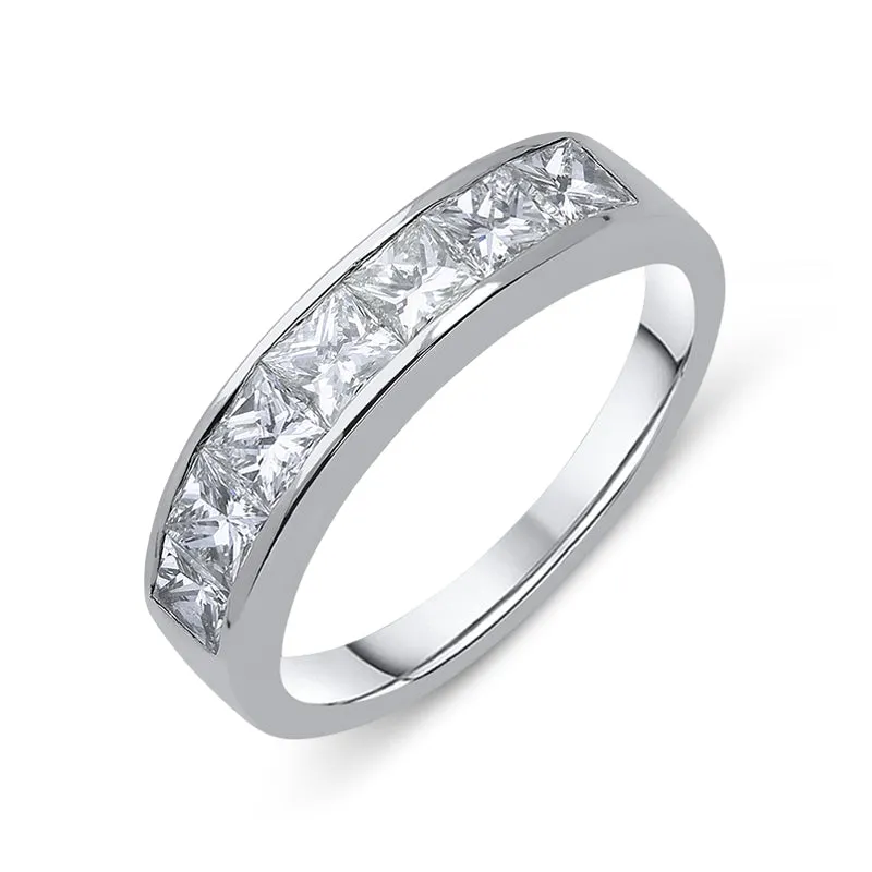 Platinum 0.70ct Diamond Princess Cut Half Eternity Ring