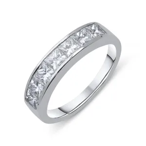Platinum 0.70ct Diamond Princess Cut Half Eternity Ring