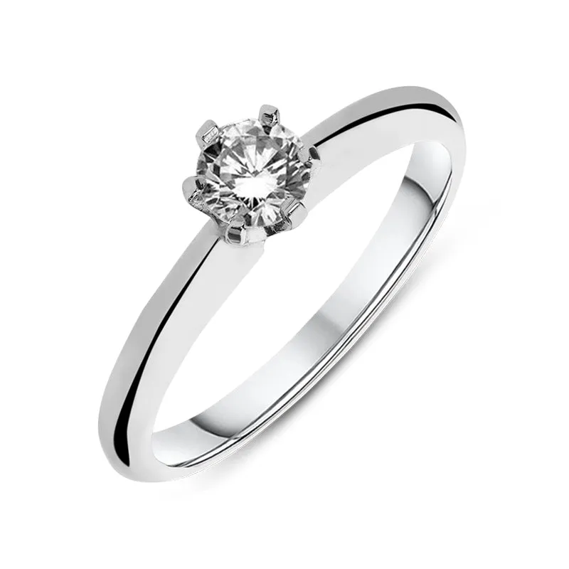 Platinum 0.70ct Diamond Round Brilliant Cut Six Claw Solitaire Ring