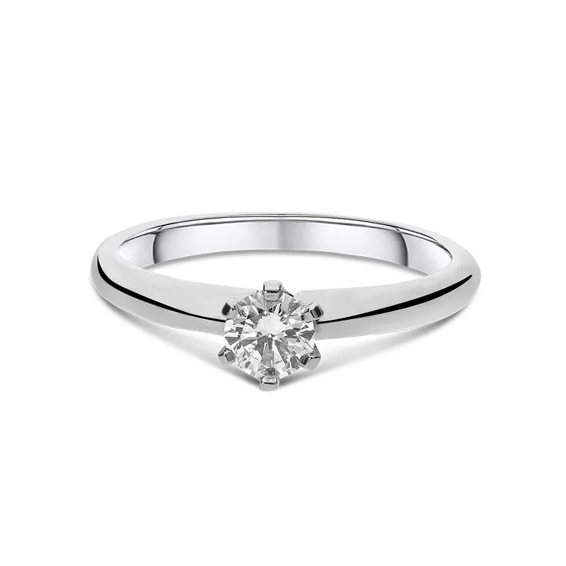 Platinum 0.70ct Diamond Round Brilliant Cut Six Claw Solitaire Ring