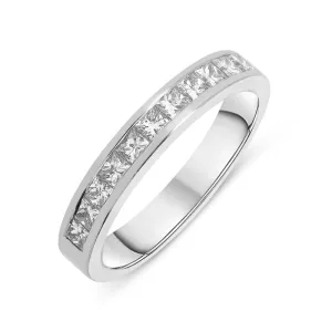 Platinum 1.00ct Diamond Channel Set Half Eternity Ring D