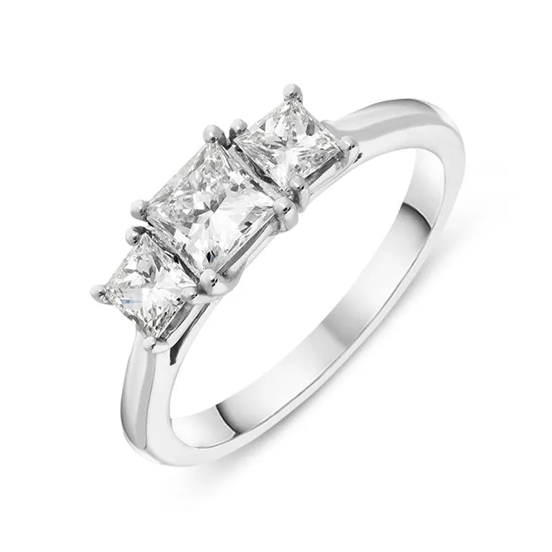 Platinum 1.00ct Diamond Princess Cut Trilogy Ring
