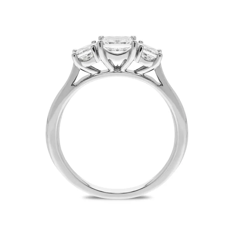Platinum 1.00ct Diamond Princess Cut Trilogy Ring