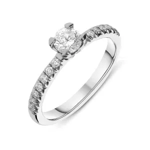 Platinum 1.00ct Diamond Round Brilliant Shoulder Solitaire Ring