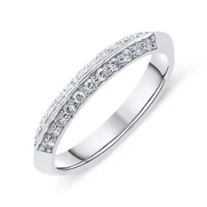 Platinum and 0.22ct Diamond Two Row Wedding Ring