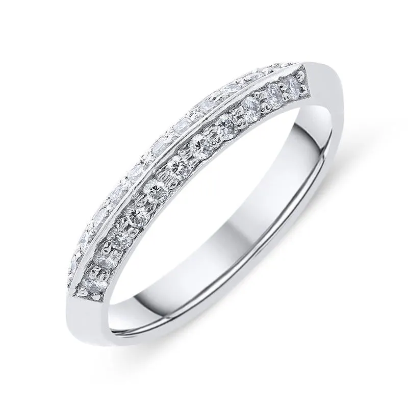 Platinum and 0.22ct Diamond Two Row Wedding Ring
