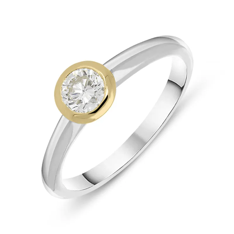 Platinum and 18ct Yellow Gold 0.42ct Diamond Solitaire Ring
