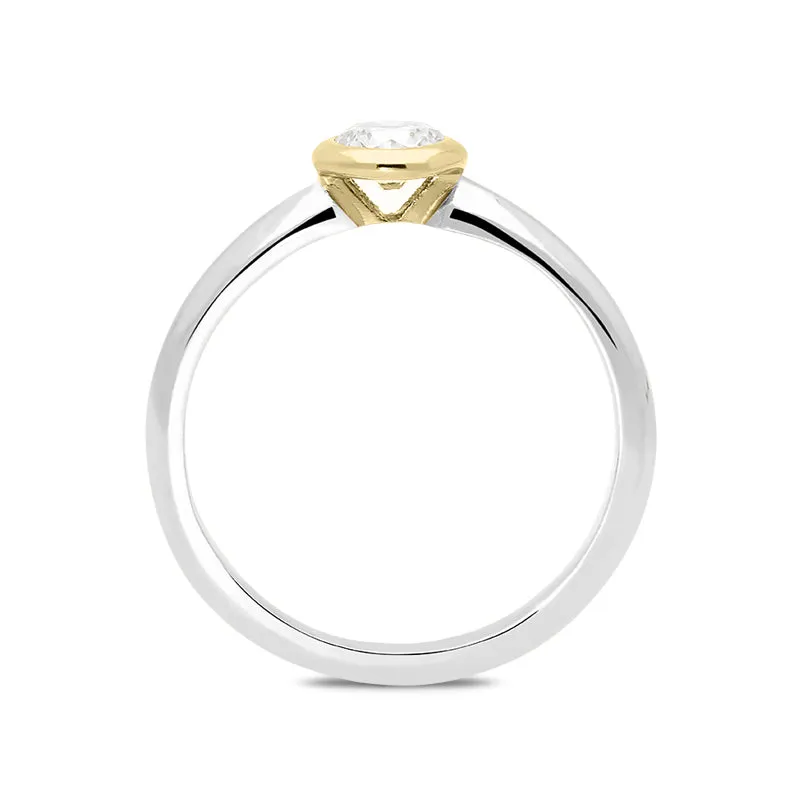 Platinum and 18ct Yellow Gold 0.42ct Diamond Solitaire Ring