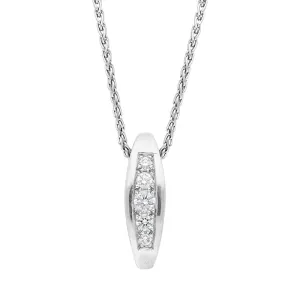 Platinum Diamond Pave Set Elongated Necklace D