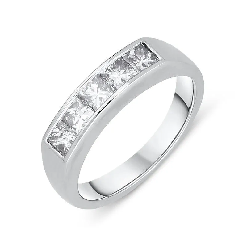 Platinum Diamond Princess Cut Half Eternity Ring