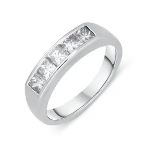 Platinum Diamond Princess Cut Half Eternity Ring