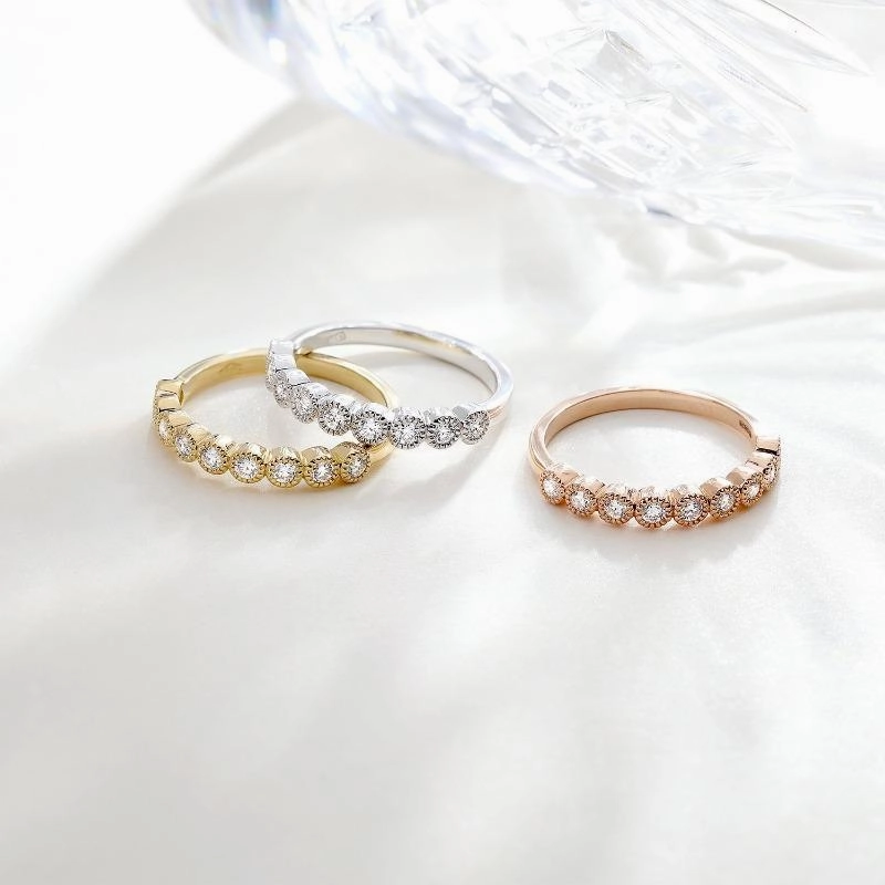 Platinum 0.27ct Diamond Bezel Set Half Eternity Ring