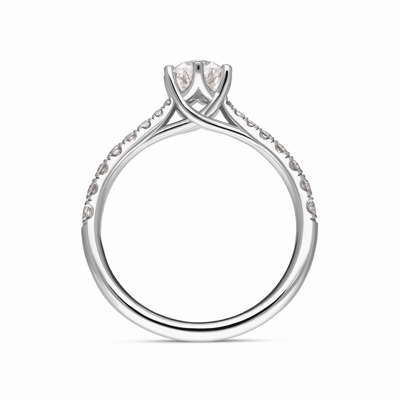 Platinum Diamond Certified Solitaire Shoulder Set Ring