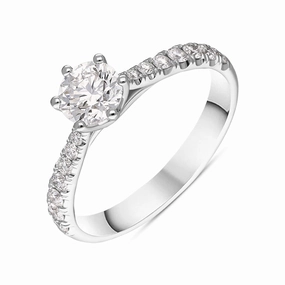 Platinum Diamond Certified Solitaire Shoulder Set Ring