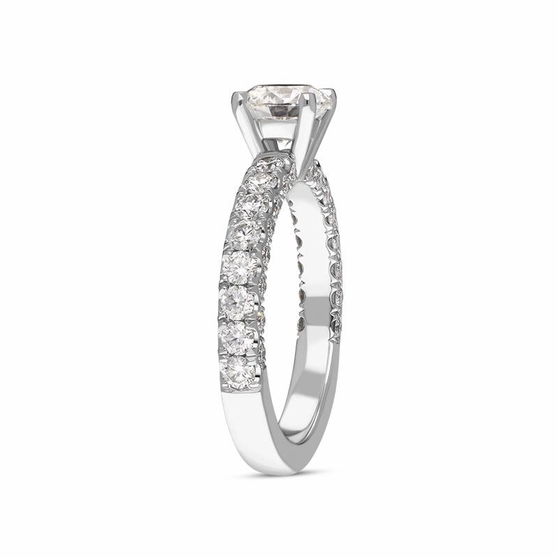 Platinum Diamond Certified Solitaire Shoulder Set Ring