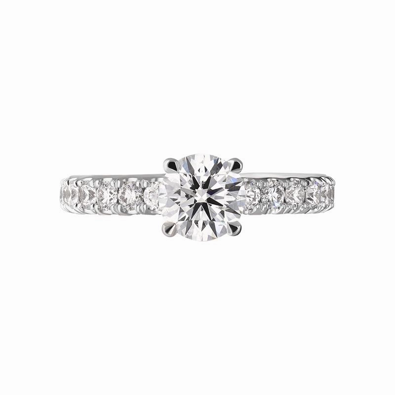 Platinum Diamond Certified Solitaire Shoulder Set Ring