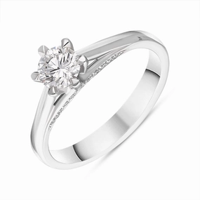 Platinum Diamond Certified Solitaire Shoulder Set Ring